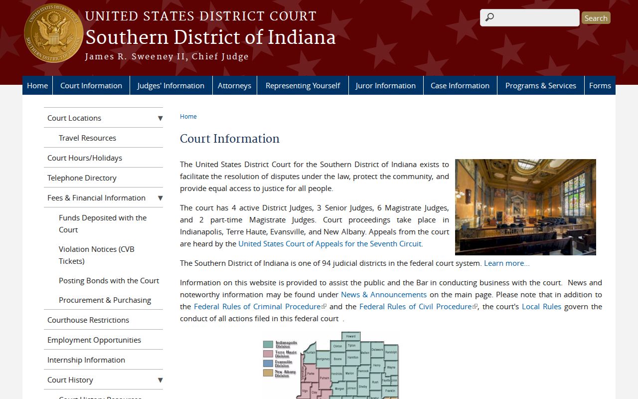 Southern District of Indiana court information for federal civil cases