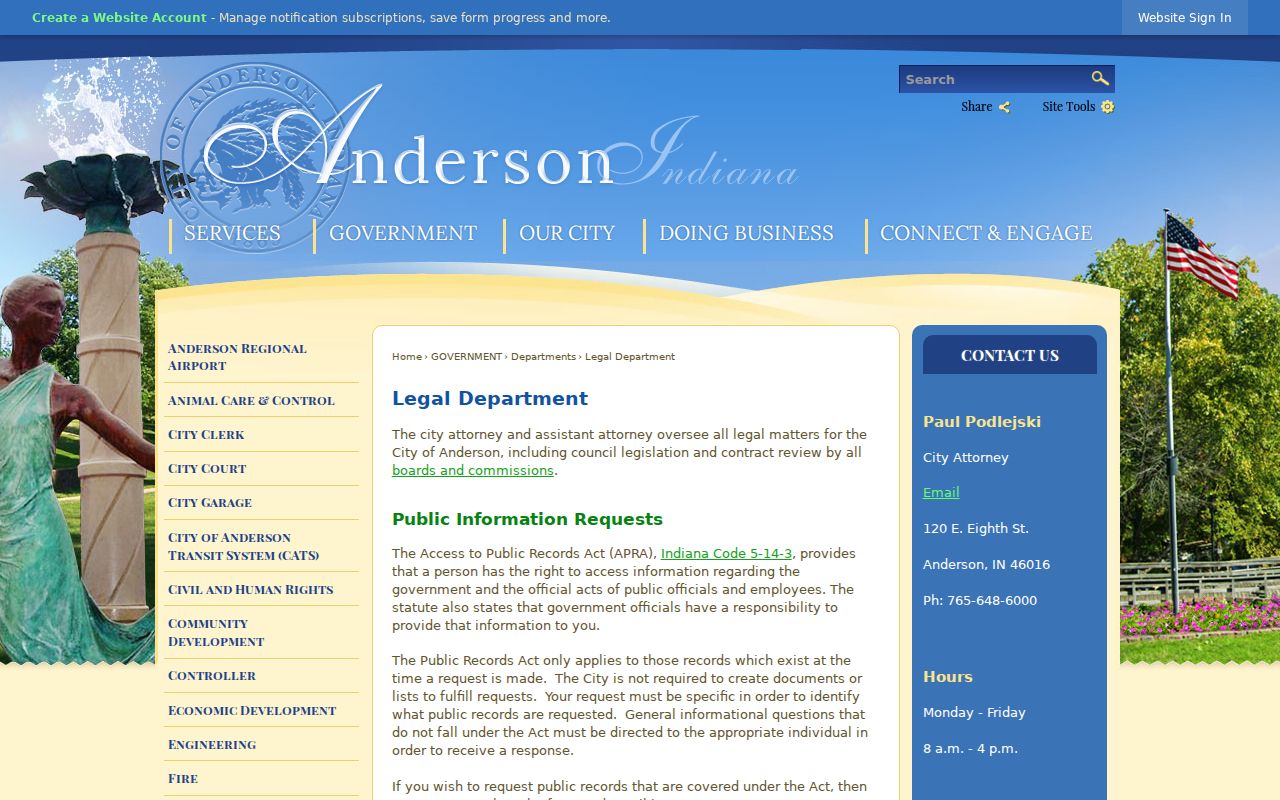 Anderson public information request instructions