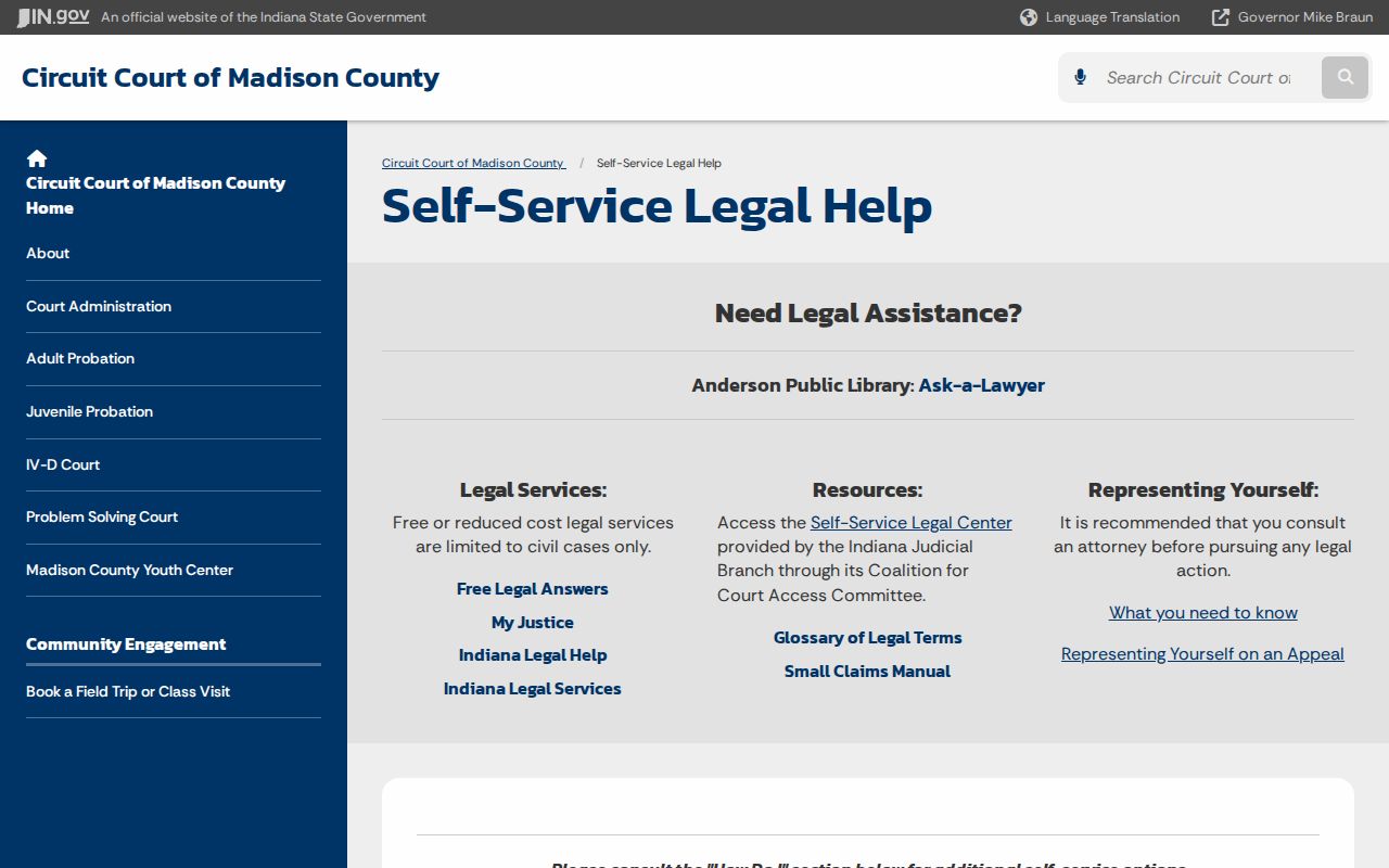 Madison County self-service legal help and clerk filing route