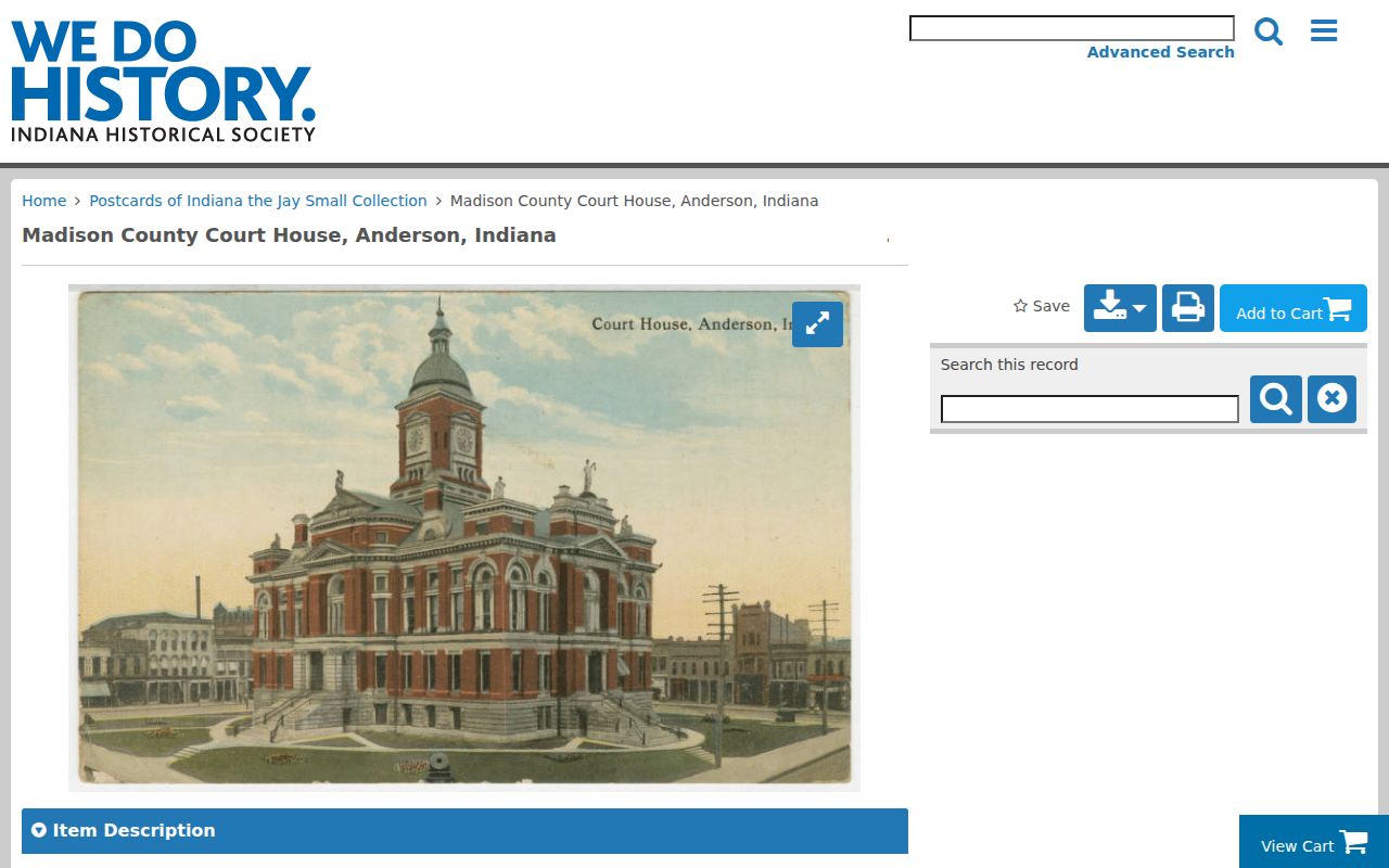Historic Madison County courthouse image from Indiana history collection