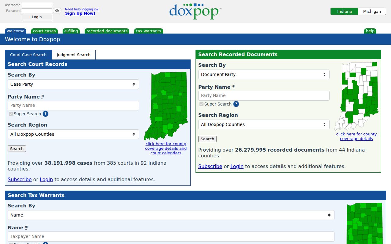 Pendleton docket search compared with Anderson Doxpop